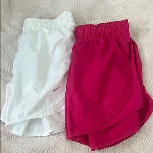 Nike White and Pink Sports Shorts
